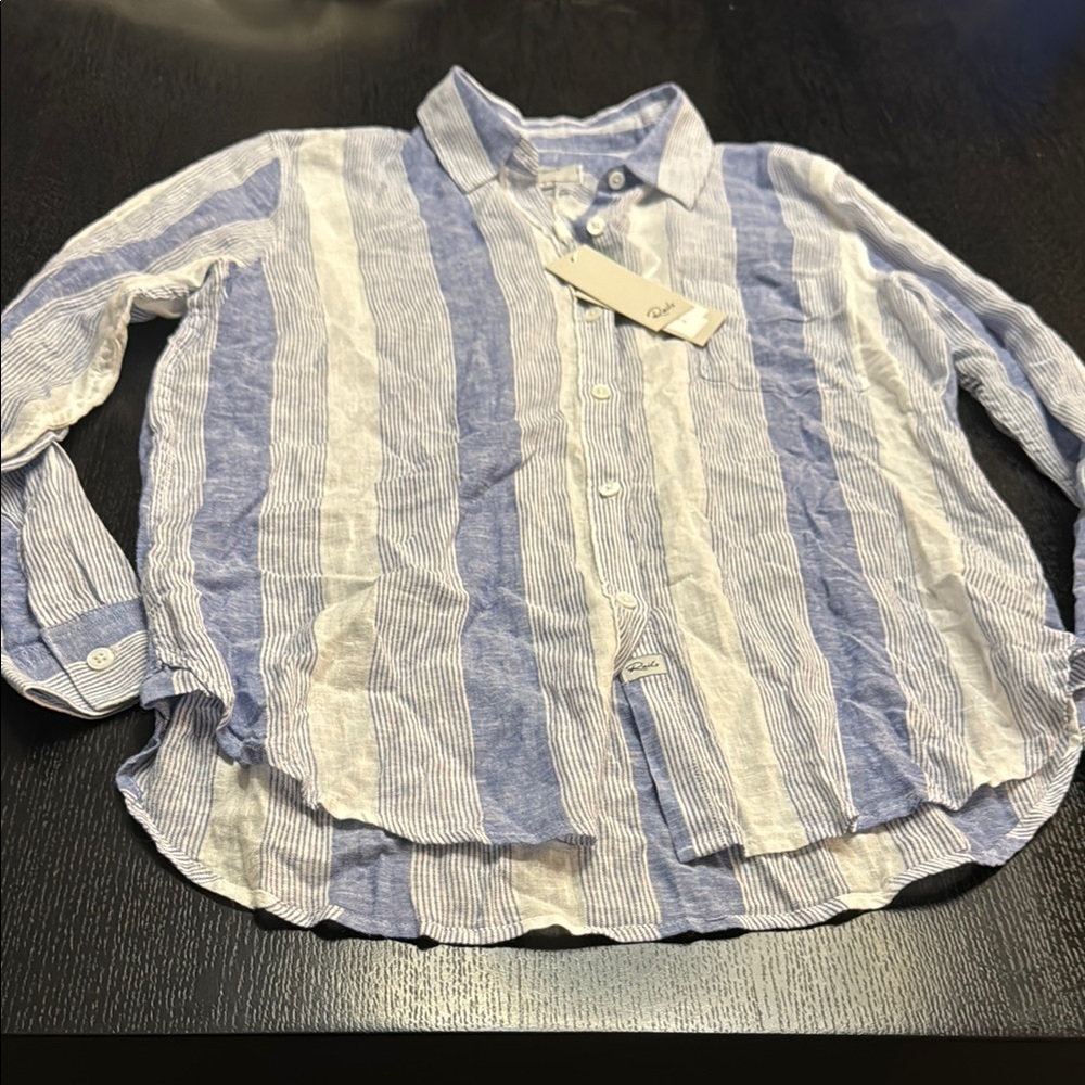 Rails Blue and White Striped Shirt